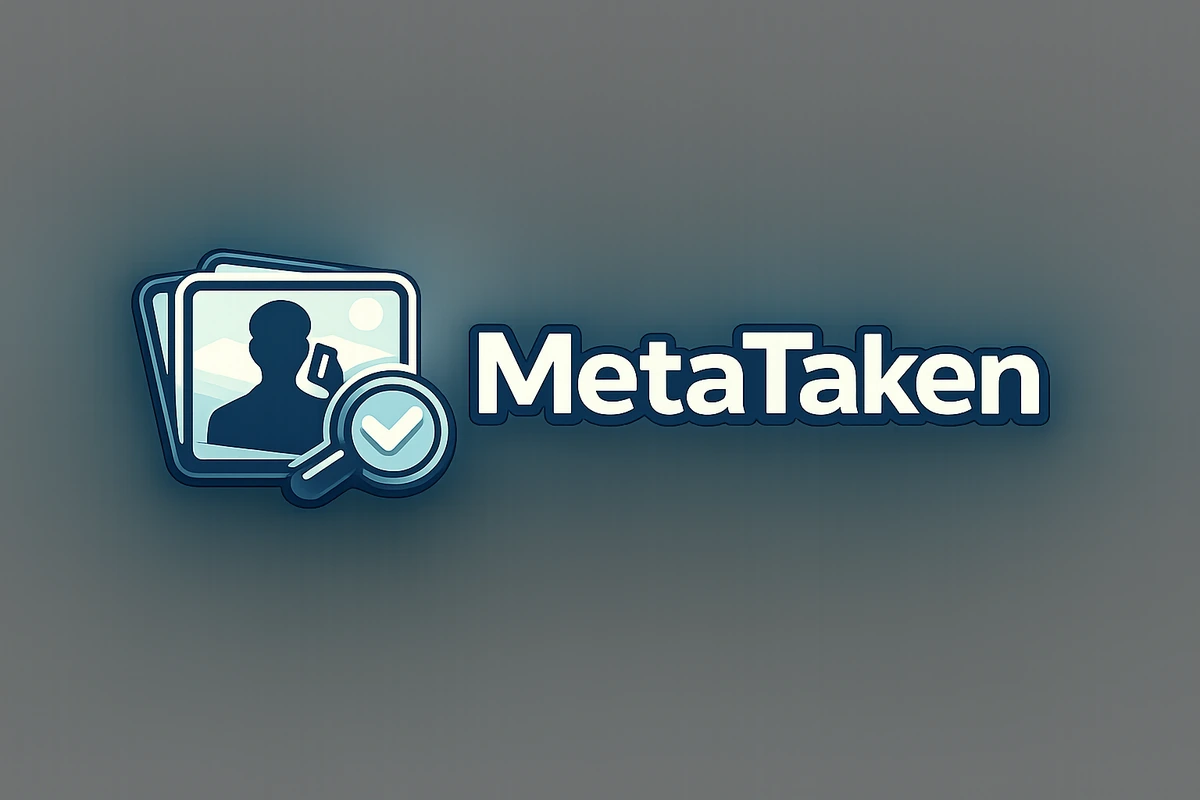 MetaTaken logo — image inspection graphic and MetaTaken wordmark